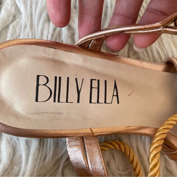 Anthropologie BILLY ELLA Lucerna Metallic Gold Leather Gladiator Tie Sandals 8 - Picture 8 of 12